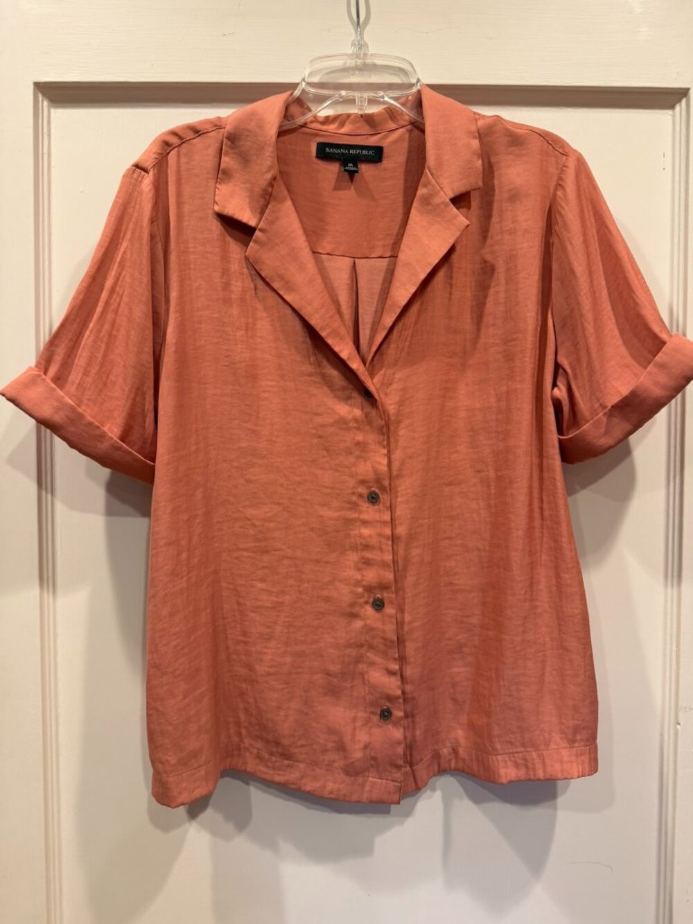 Banana Republic Camp Collar Terracotta Blouse Size Medium
